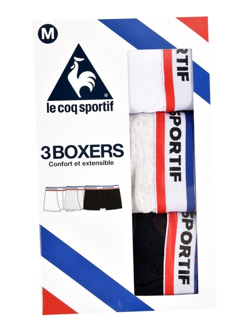 Boxer Homme LE COQ SPORTIF - Pack de 3 Noir Blanc Gris - Kiabi