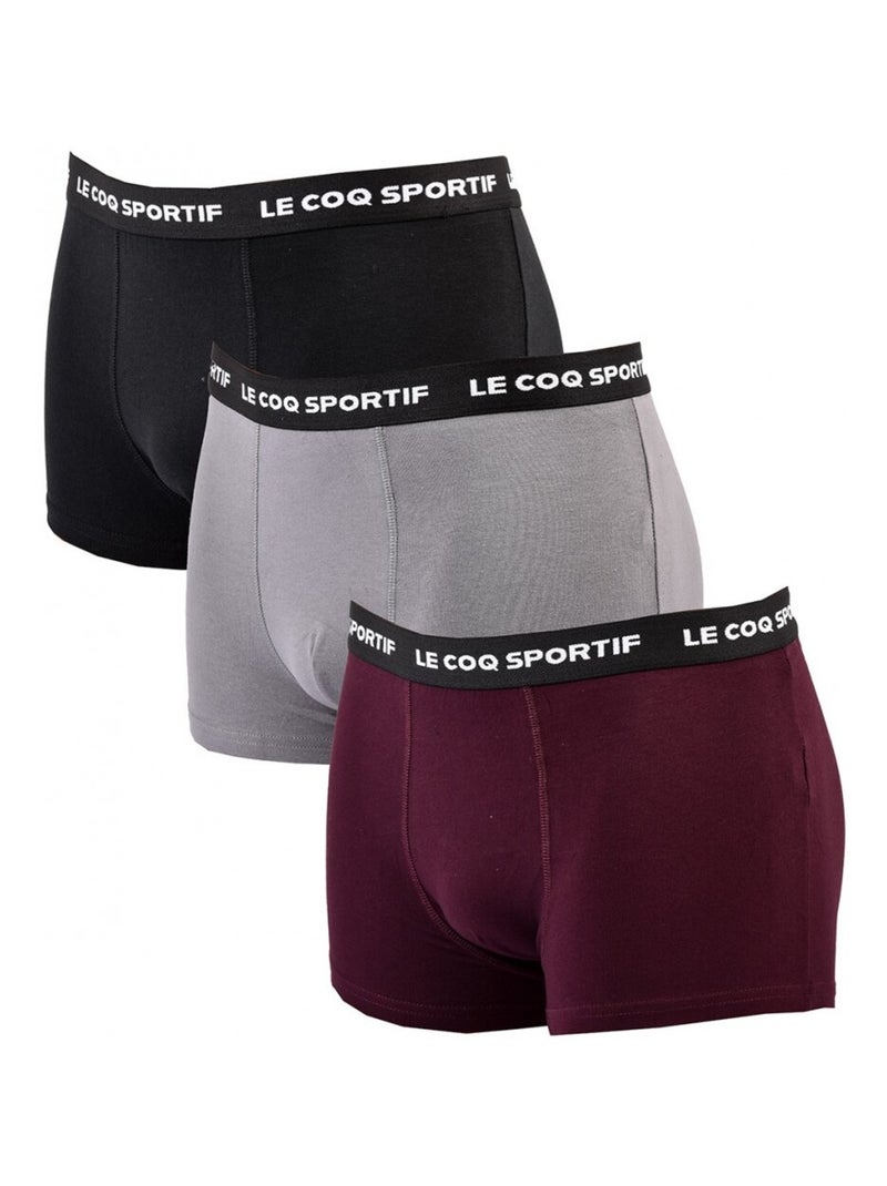 Boxer Homme LE COQ SPORTIF - Pack de 3 Noir Bordeaux Gris - Kiabi