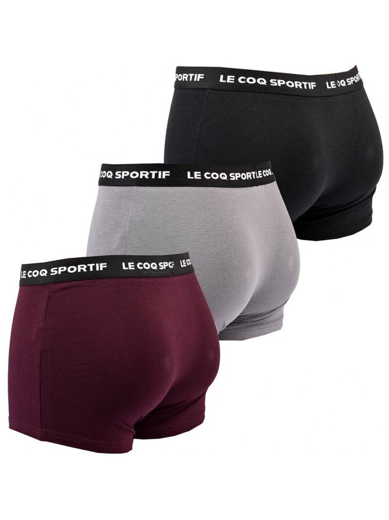 Boxer Homme LE COQ SPORTIF - Pack de 3 Noir Bordeaux Gris - Kiabi