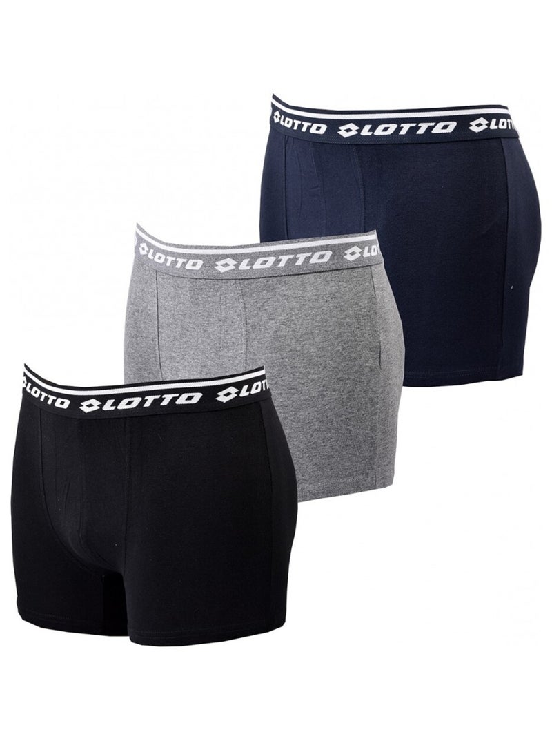 Boxer homme LOTTO - Pack de 3 Bleu Gris Noir - Kiabi