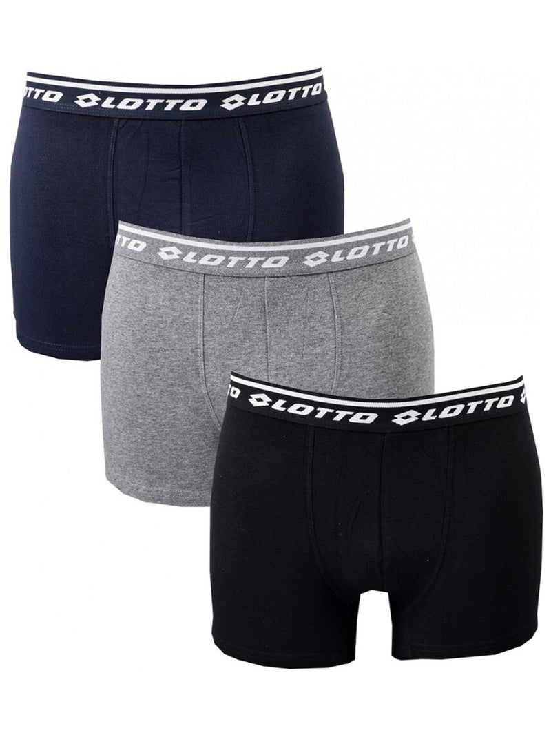 Boxer homme LOTTO - Pack de 3 Bleu Gris Noir - Kiabi