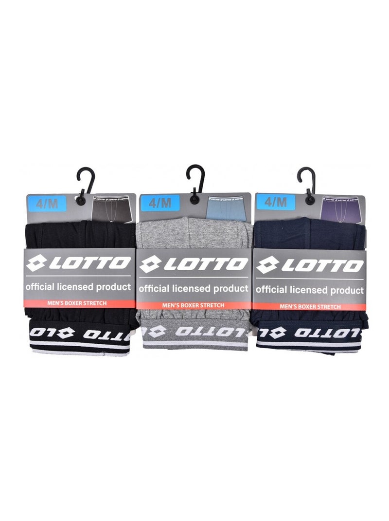 Boxer homme LOTTO - Pack de 3 Bleu Gris Noir - Kiabi