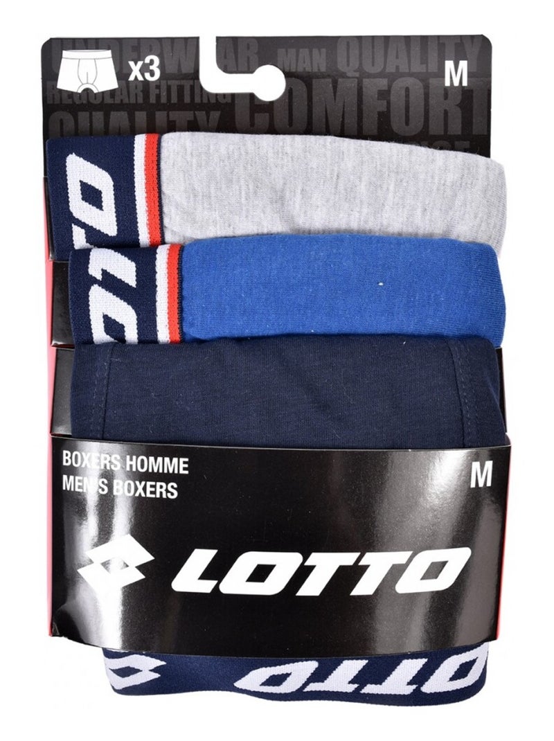 Boxer homme LOTTO - Pack de 3 Bleu Multicolore - Kiabi