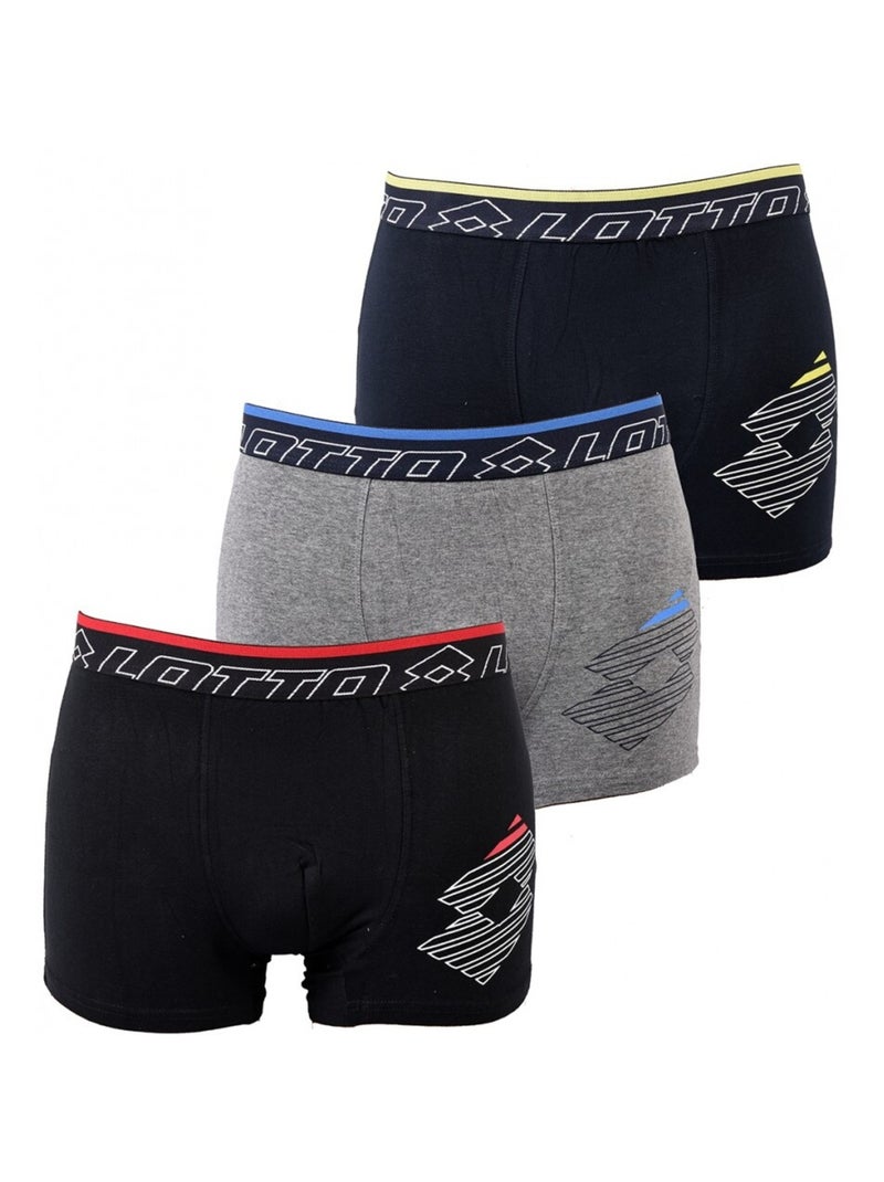 Boxer homme LOTTO - Pack de 3 Bleu Multicolore Noir - Kiabi