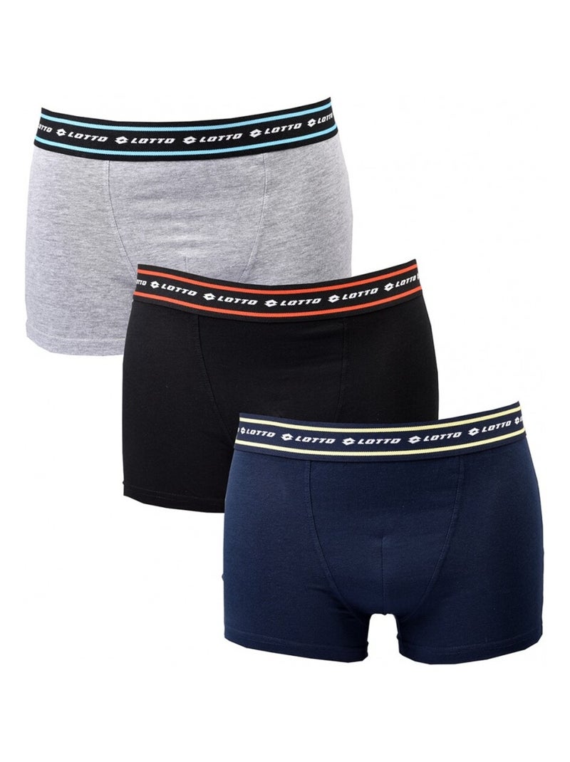 Boxer homme LOTTO - Pack de 3 Gris Multicolore Bleu - Kiabi