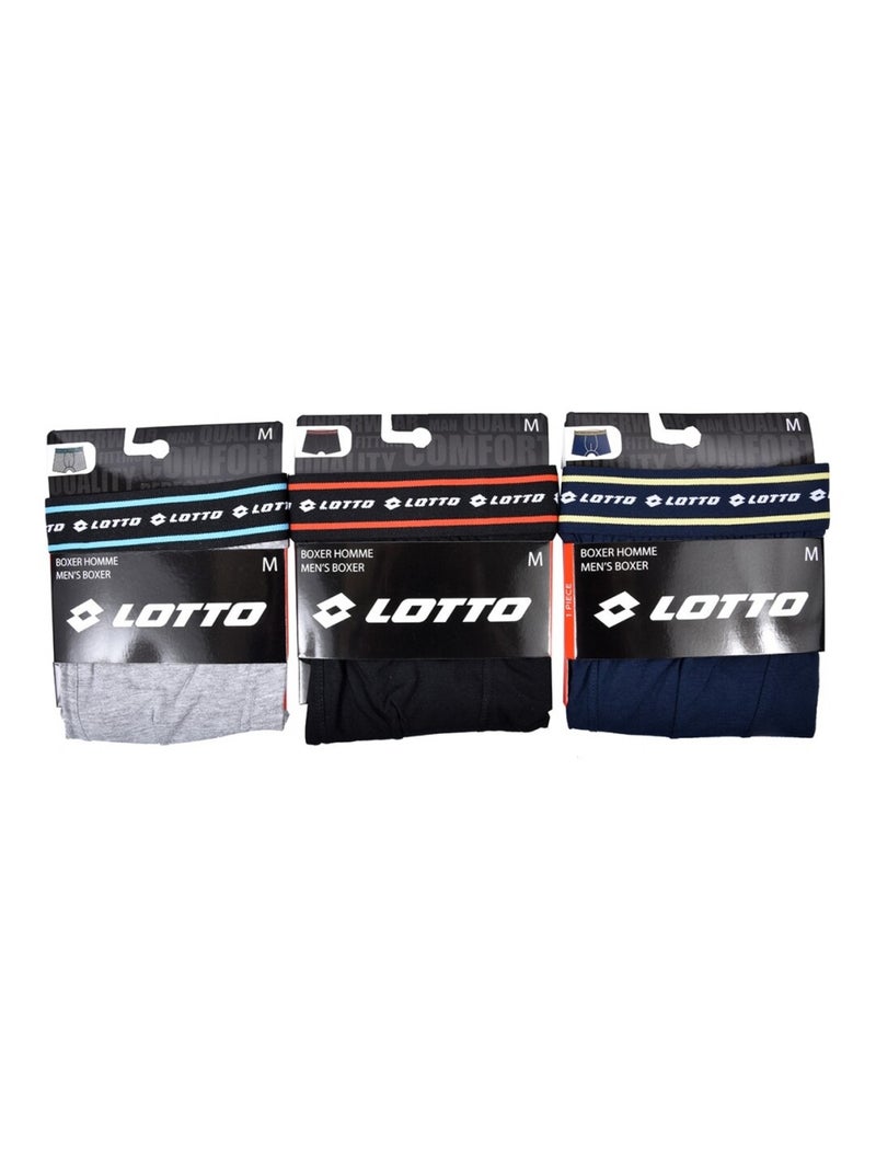 Boxer homme LOTTO - Pack de 3 Gris Multicolore Bleu - Kiabi