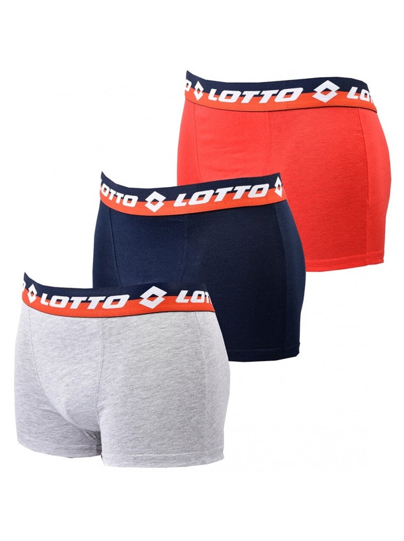 Boxer homme LOTTO - Pack de 3 Gris Rouge Bleu - Kiabi