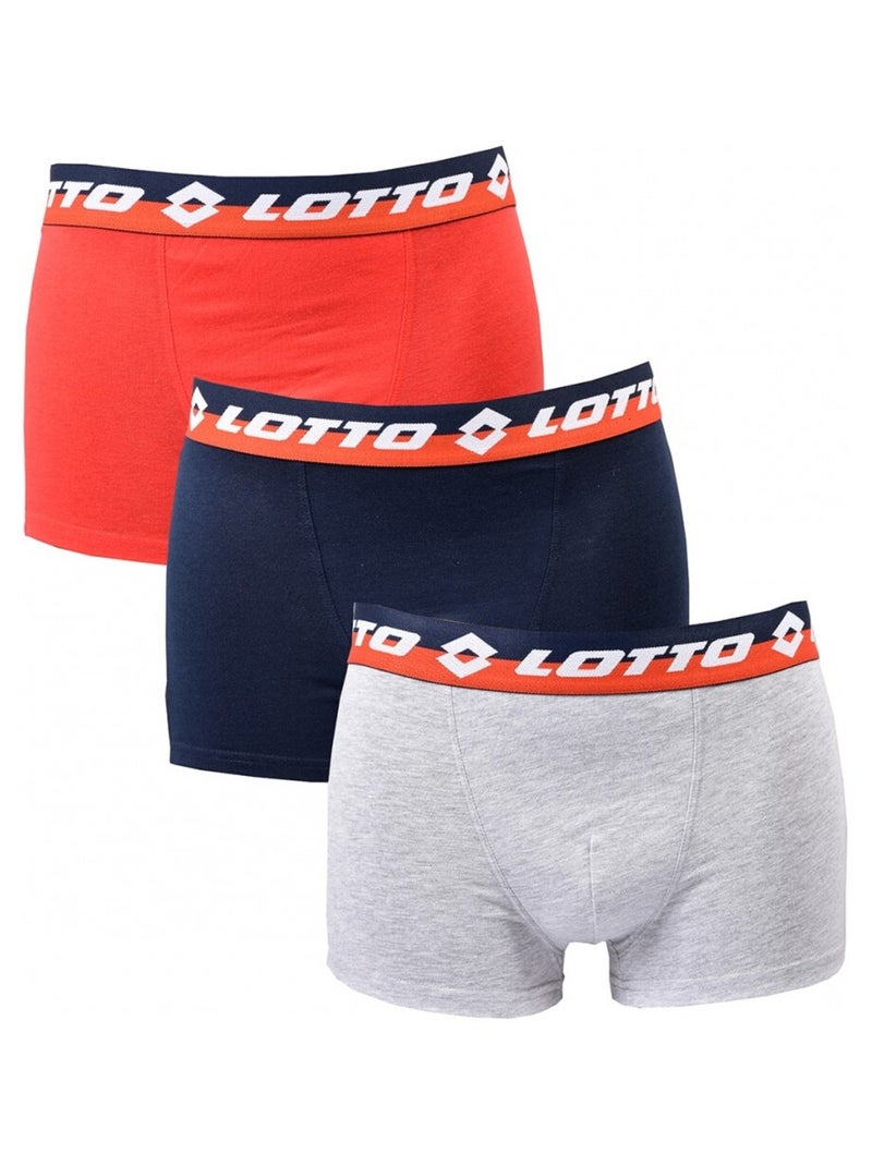 Boxer homme LOTTO - Pack de 3 Gris Rouge Bleu - Kiabi