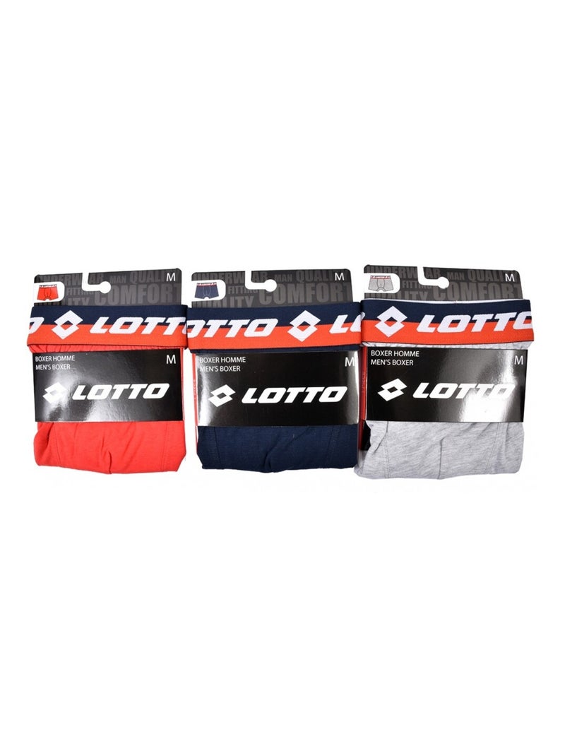 Boxer homme LOTTO - Pack de 3 Gris Rouge Bleu - Kiabi