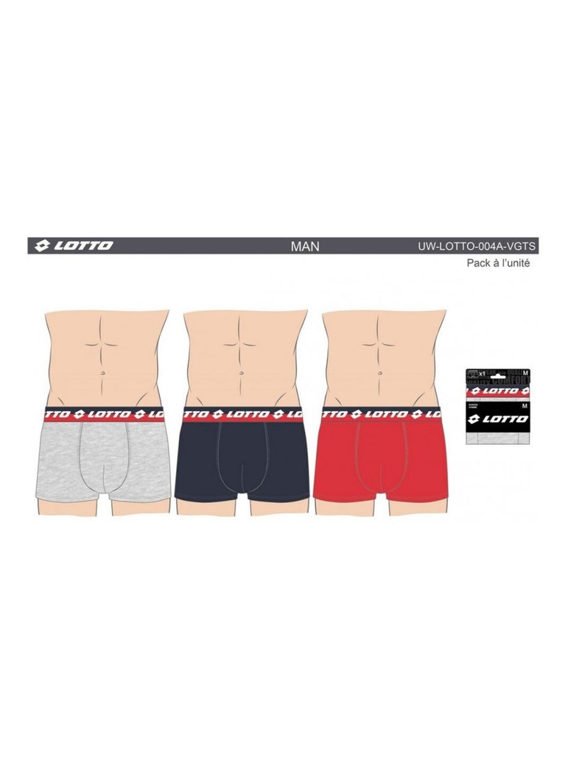 Boxer homme LOTTO - Pack de 3 Gris Rouge Bleu - Kiabi
