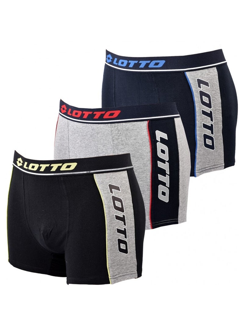 Boxer homme LOTTO - Pack de 3 Noir Bleu marine Gris - Kiabi