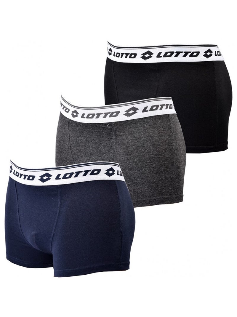 Boxer homme LOTTO - Pack de 3 Noir Gris anthracite Bleu - Kiabi