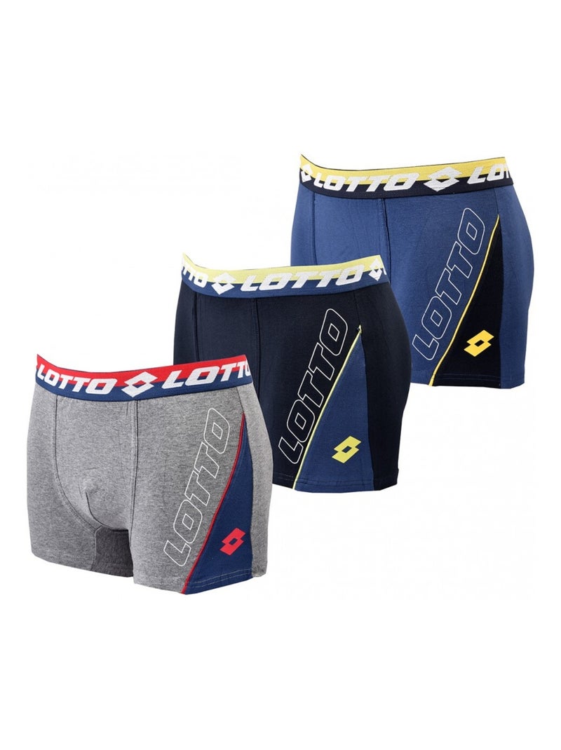 Boxer homme LOTTO - Pack de 3 Noir Gris Bleu - Kiabi