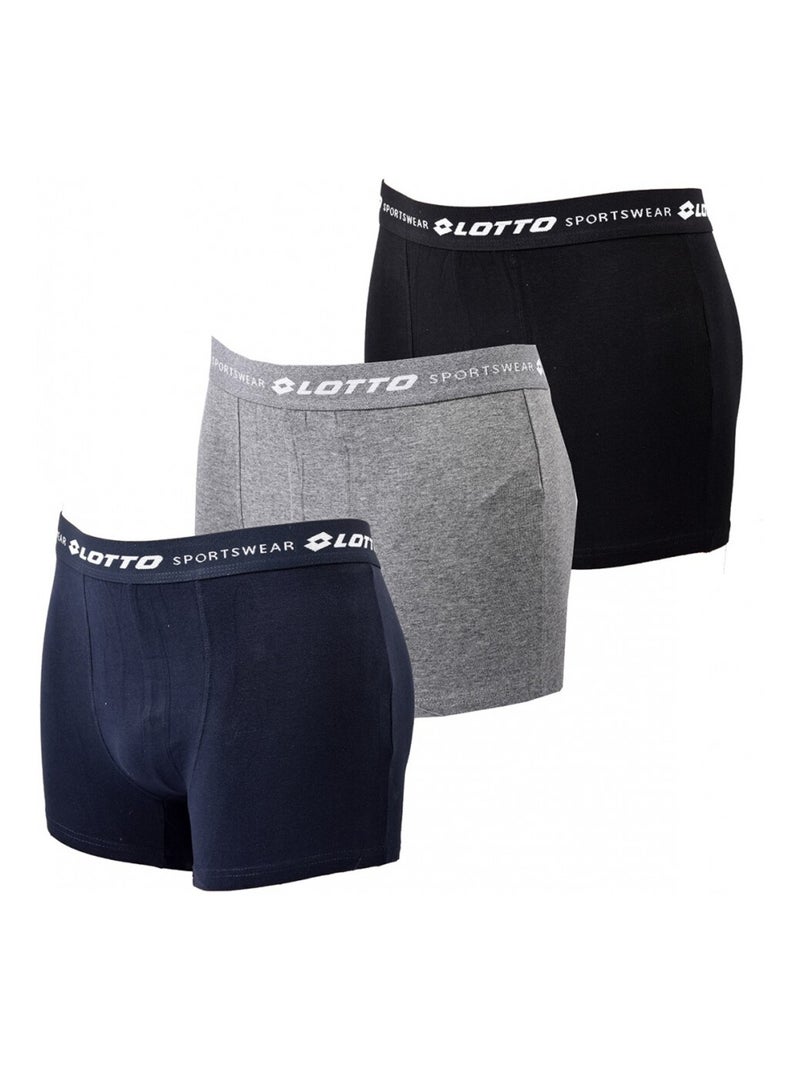 Boxer homme LOTTO - Pack de 3 Noir Gris clair Bleu - Kiabi