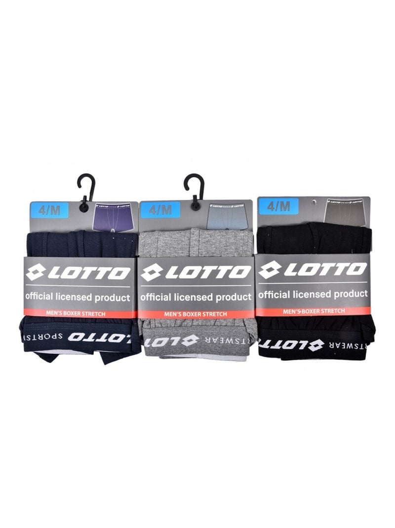 Boxer homme LOTTO - Pack de 3 Noir Gris clair Bleu - Kiabi