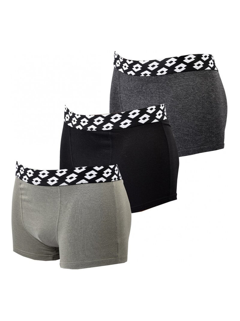 Boxer homme LOTTO - Pack de 3 Noir Kaki Gris - Kiabi
