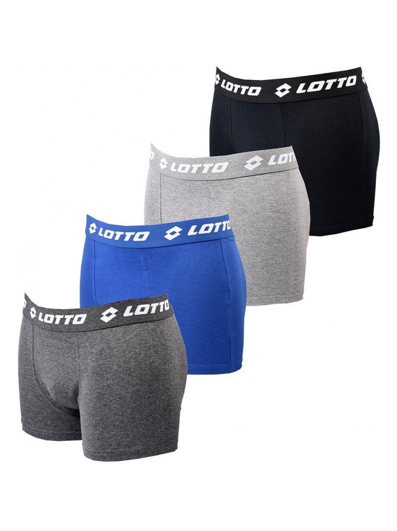 Boxer homme LOTTO - Pack de 4 Noir Gris clair Bleu - Kiabi