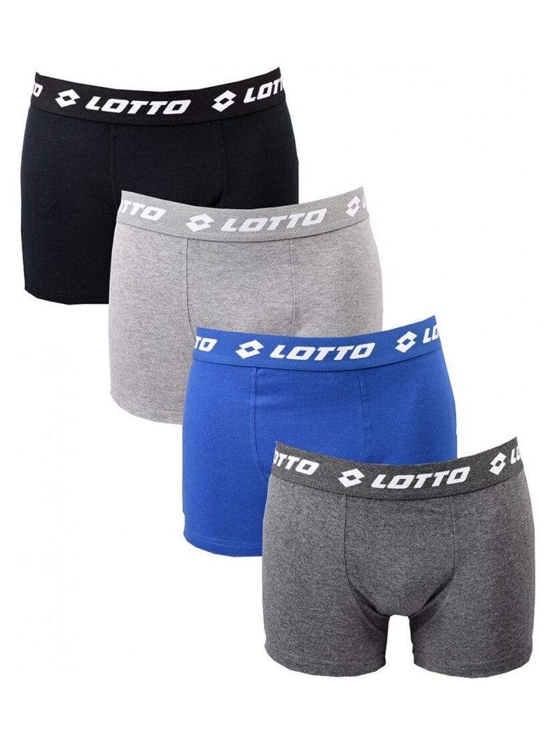 Boxer homme LOTTO - Pack de 4 Noir Gris clair Bleu - Kiabi