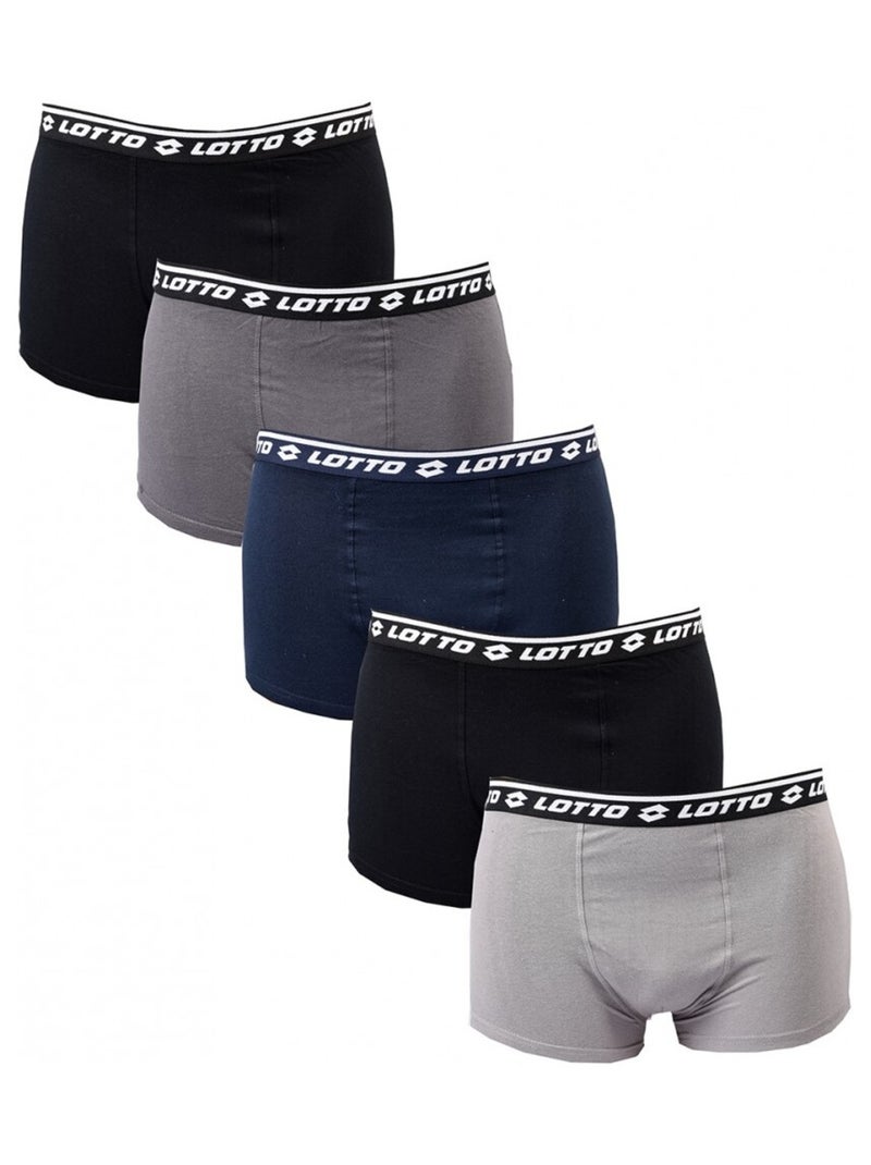 Boxer homme LOTTO - Pack de 5 Noir Gris anthracite Noir - Kiabi