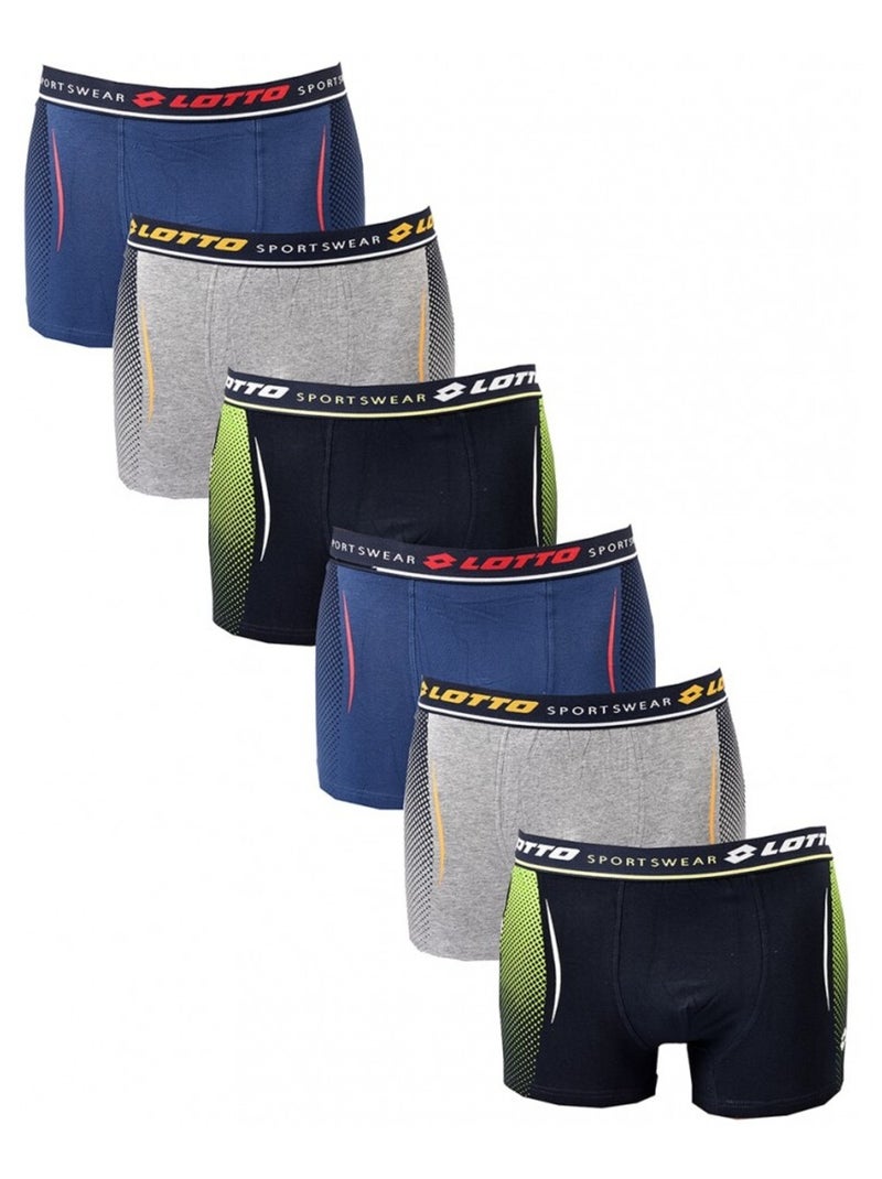 Boxer homme LOTTO - Pack de 6 Bleu Gris clair Bleu - Kiabi