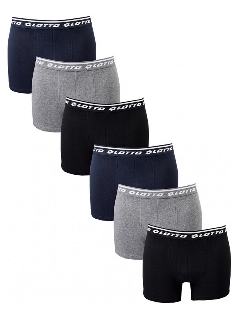 Boxer homme LOTTO - Pack de 6 Bleu Gris Noir - Kiabi