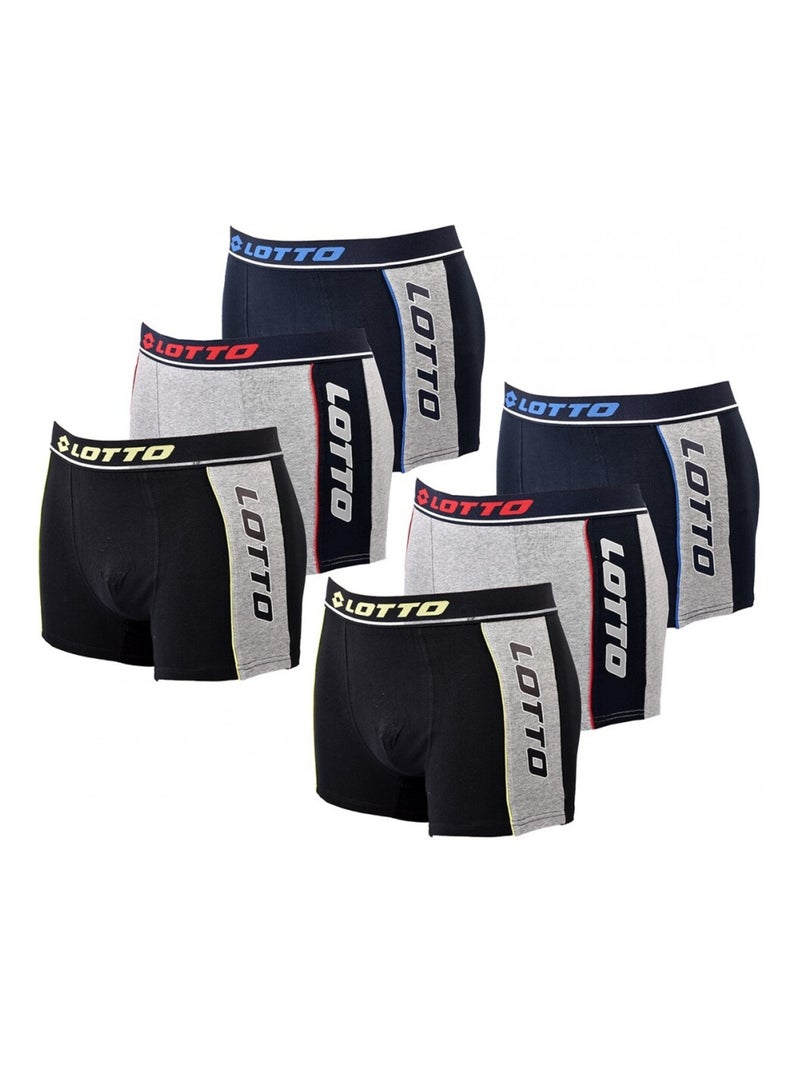 Boxer homme LOTTO - Pack de 6 Noir Bleu marine Gris - Kiabi