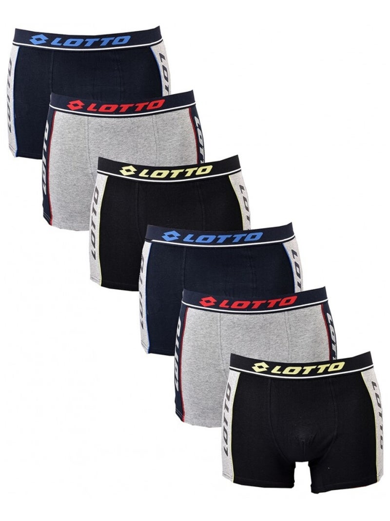 Boxer homme LOTTO - Pack de 6 Noir Bleu marine Gris - Kiabi