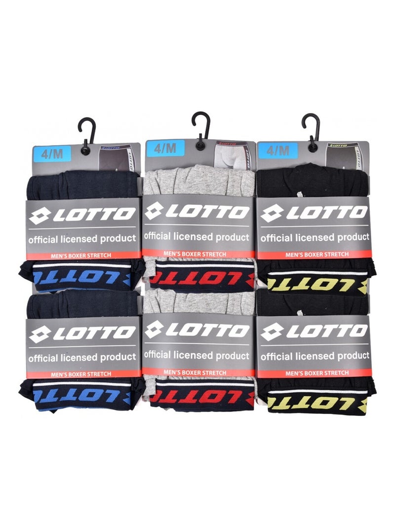 Boxer homme LOTTO - Pack de 6 Noir Bleu marine Gris - Kiabi