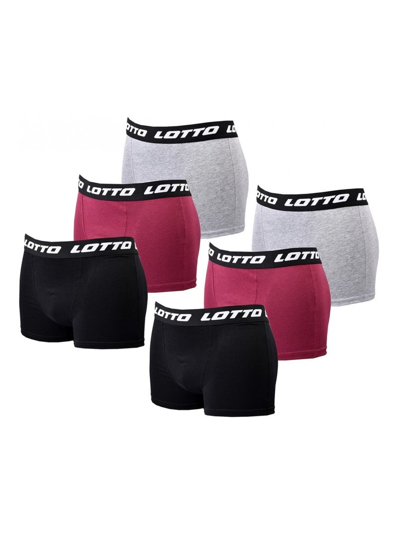 Boxer homme LOTTO - Pack de 6 Noir Bordeaux Gris - Kiabi