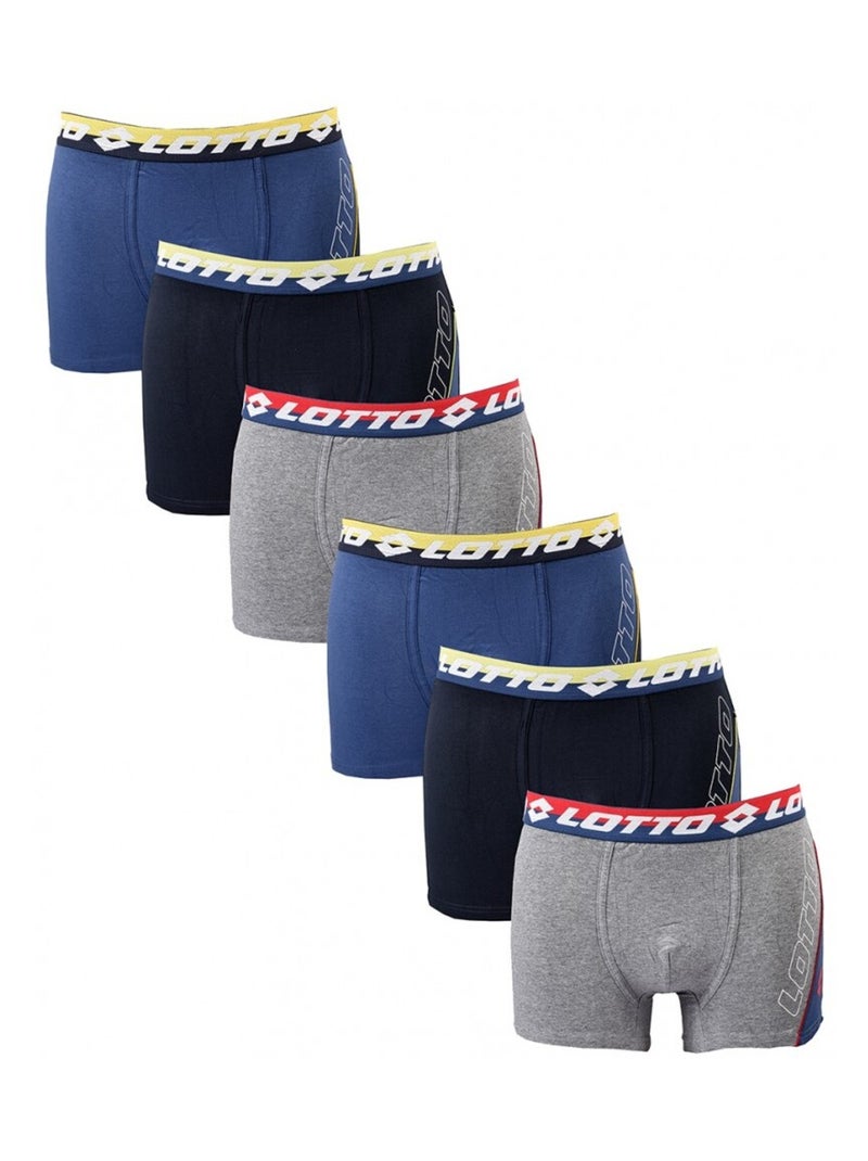 Boxer homme LOTTO - Pack de 6 Noir Gris Bleu - Kiabi