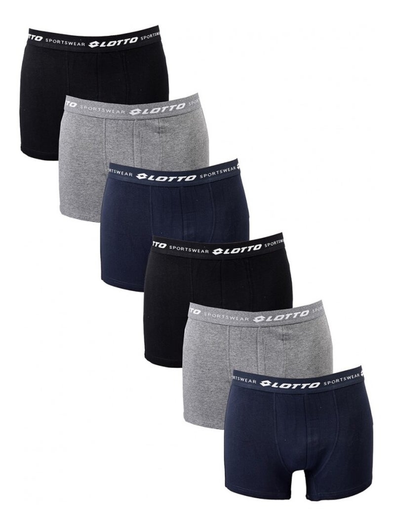 Boxer homme LOTTO - Pack de 6 Noir Gris clair Bleu - Kiabi
