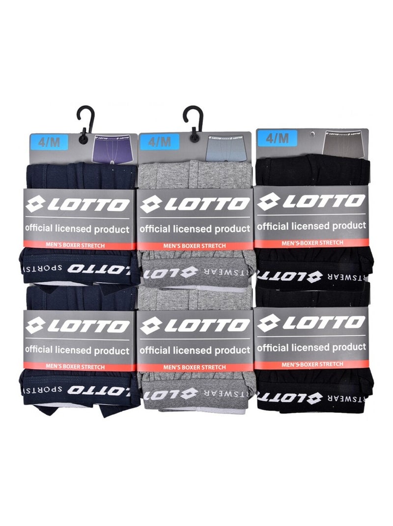 Boxer homme LOTTO - Pack de 6 Noir Gris clair Bleu - Kiabi