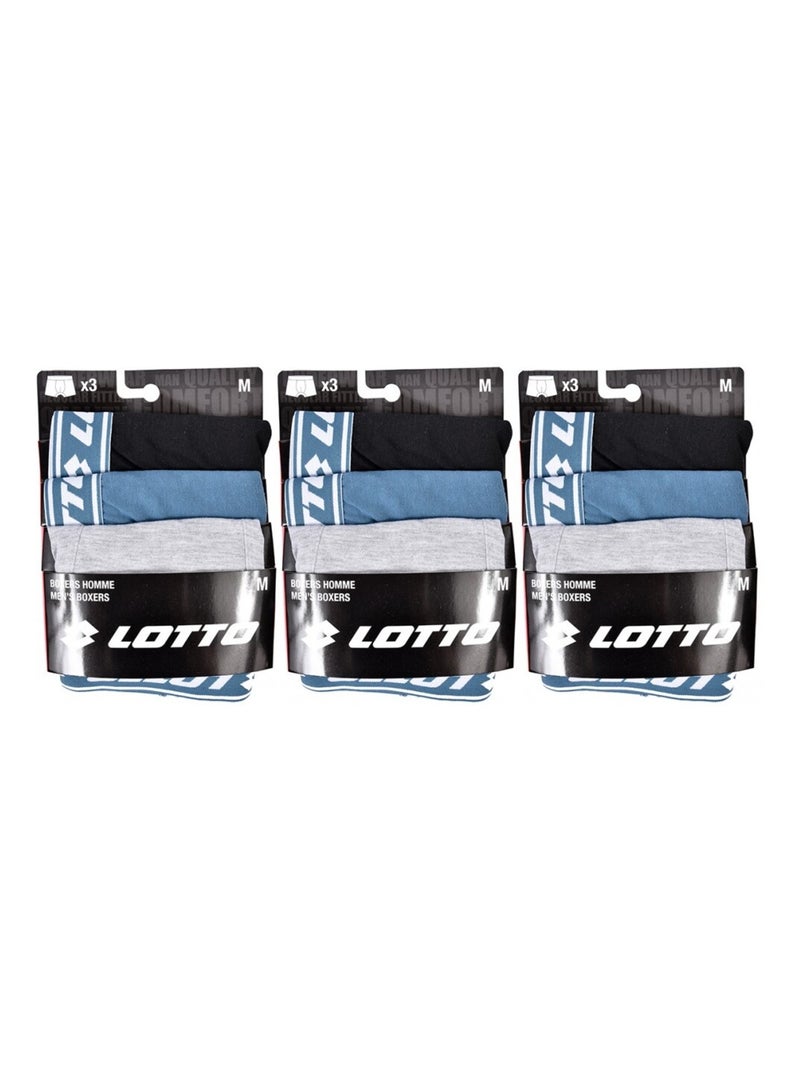Boxer homme LOTTO - Pack de 9 Bleu Gris clair Gris - Kiabi