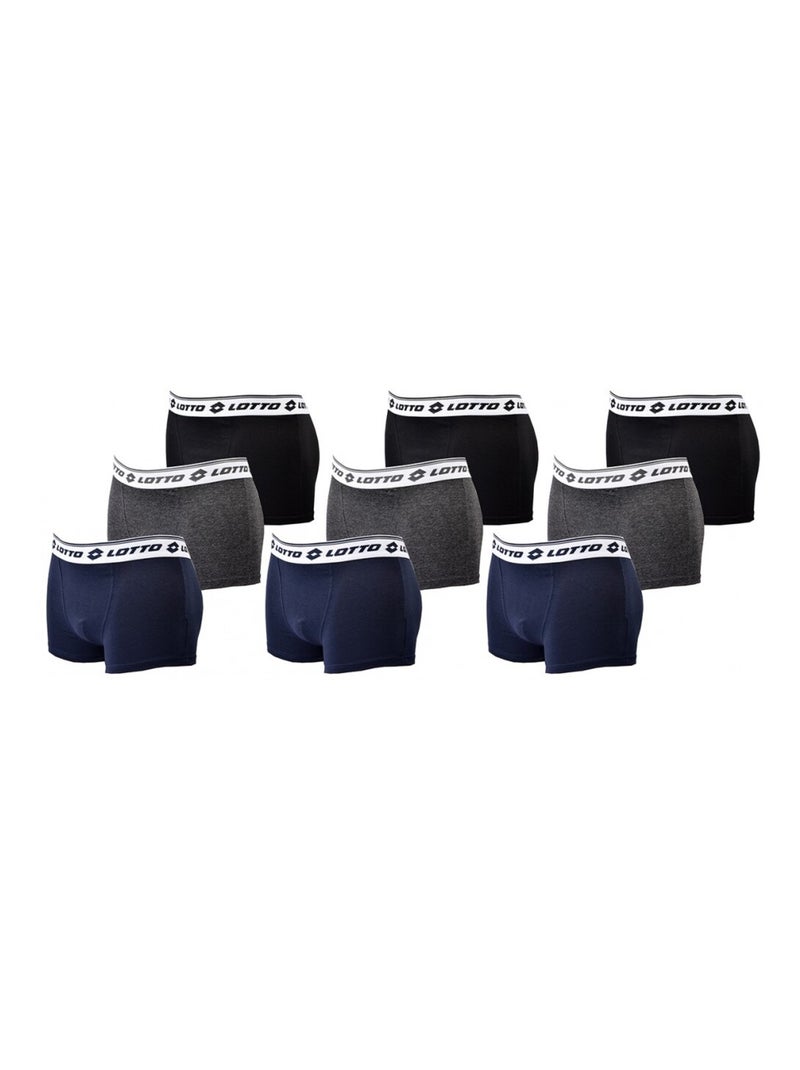 Boxer homme LOTTO - Pack de 9 Noir Gris anthracite Bleu - Kiabi