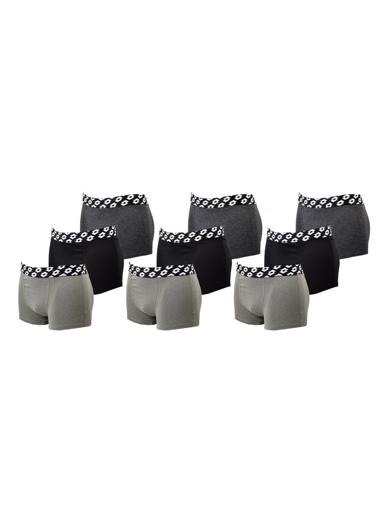 Boxer homme LOTTO - Pack de 9 Noir Kaki Gris - Kiabi