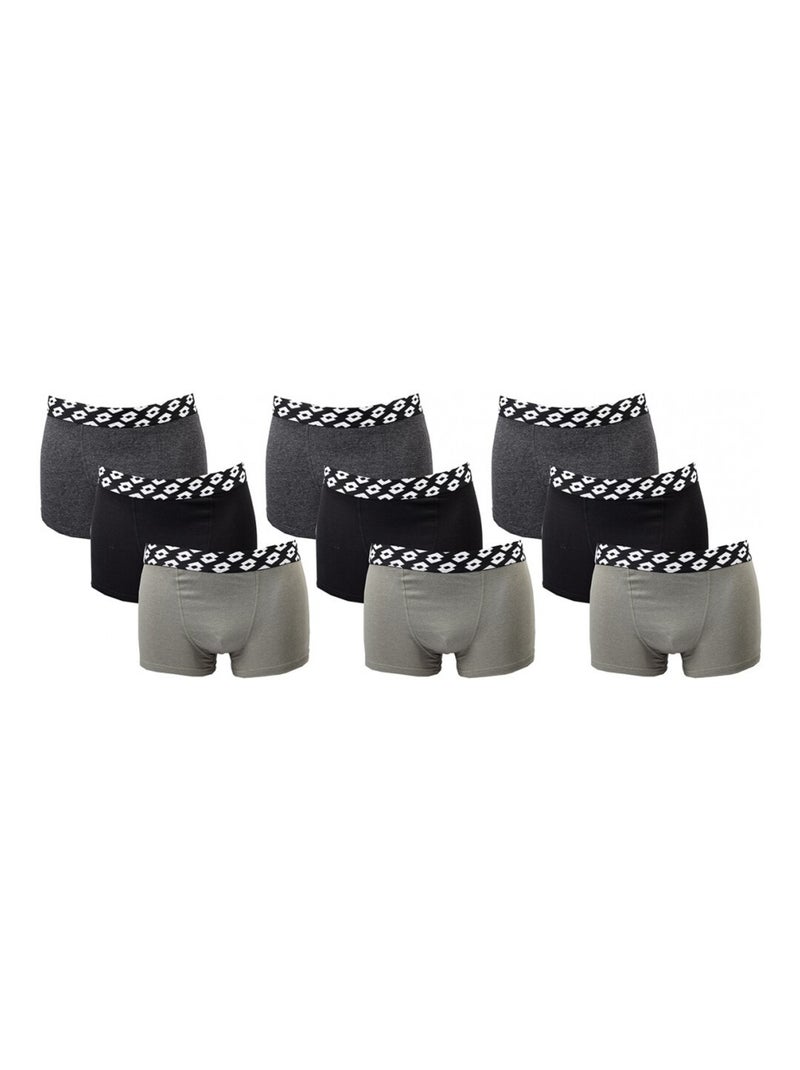 Boxer homme LOTTO - Pack de 9 Noir Kaki Gris - Kiabi