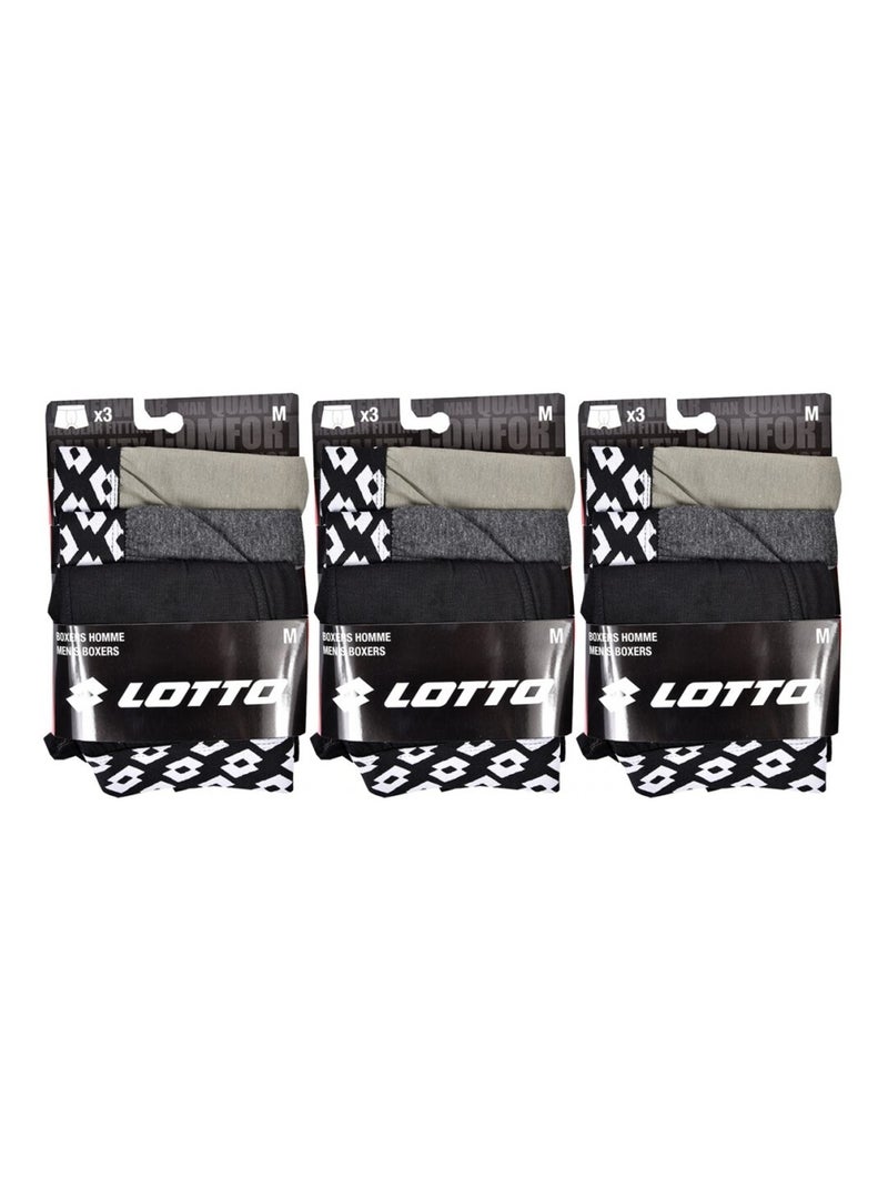 Boxer homme LOTTO - Pack de 9 Noir Kaki Gris - Kiabi