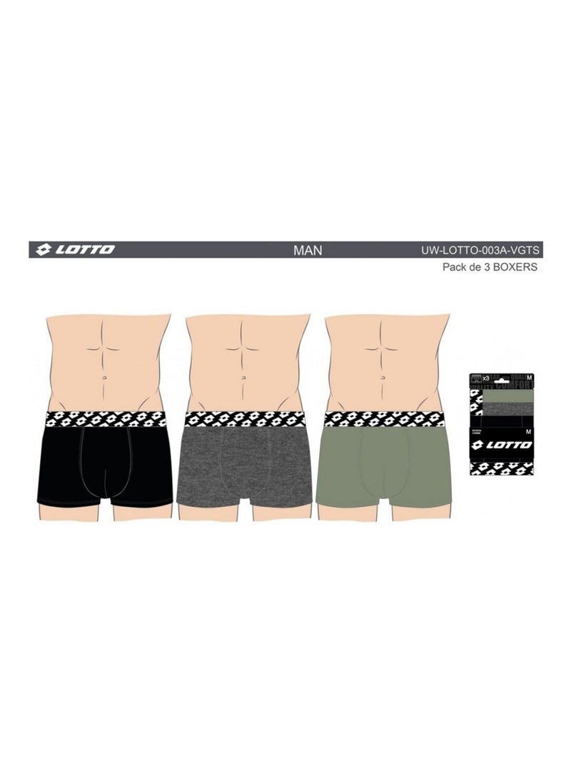 Boxer homme LOTTO - Pack de 9 Noir Kaki Gris - Kiabi