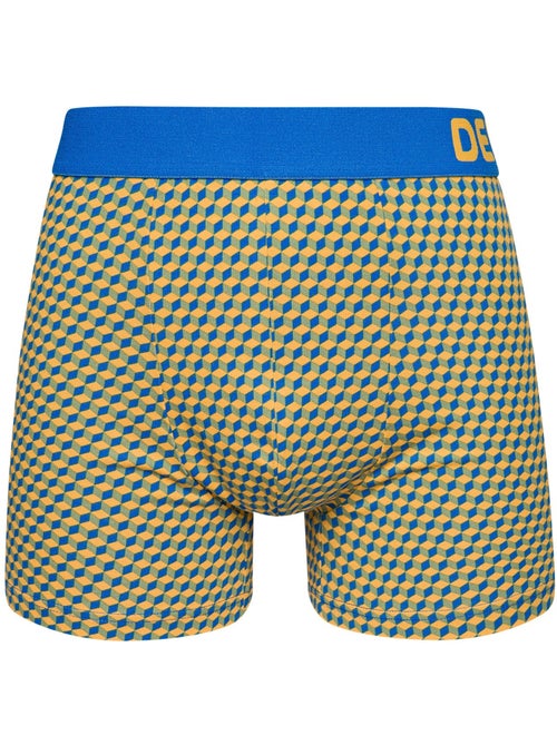 Boxer Homme Motif Jacquard Bleu & Jaune - Kiabi