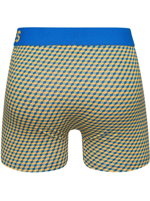 Boxer Homme Motif Jacquard Bleu & Jaune - Kiabi
