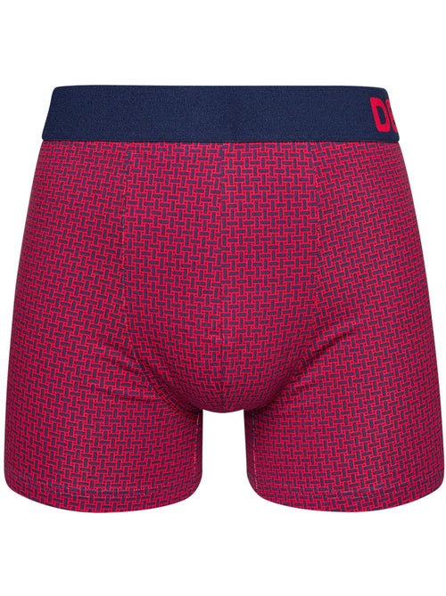 Boxer Homme Motif Jacquard Bleu & Rouge - Kiabi