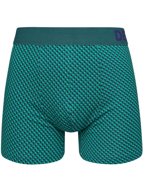 Boxer Homme Motif Jacquard Bleu & Vert - Kiabi