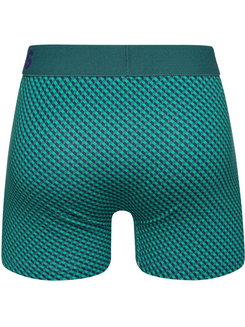 Boxer Homme Motif Jacquard Bleu & Vert Jaune - Kiabi