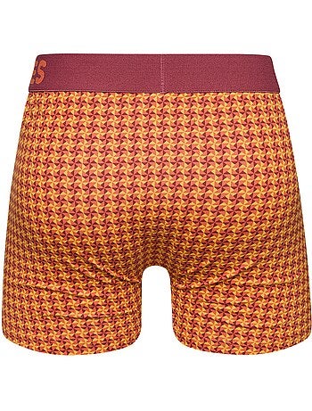 Boxer Homme Dedoles Motif Jacquard Bordeaux & Jaune