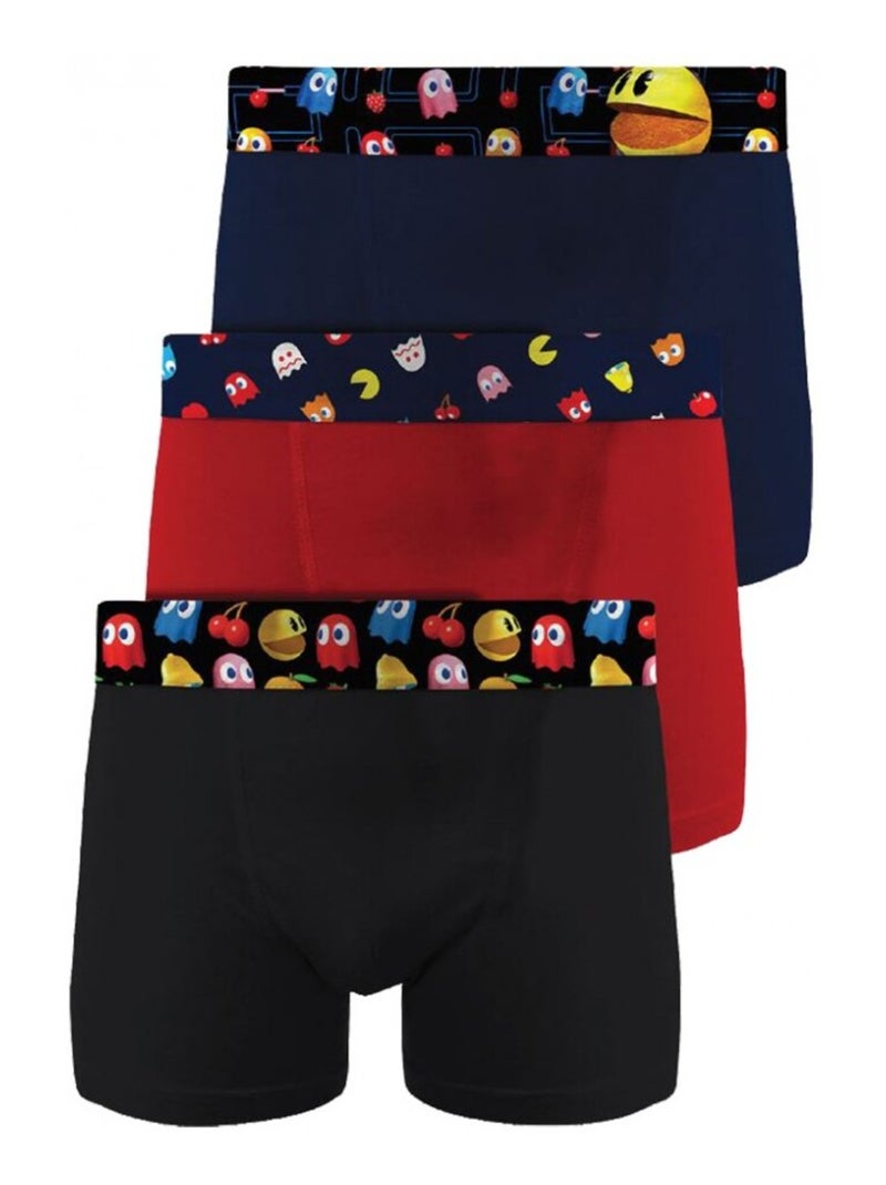 Boxer Homme PACMAN - Pack de 3 Noir Rouge Bleu - Kiabi