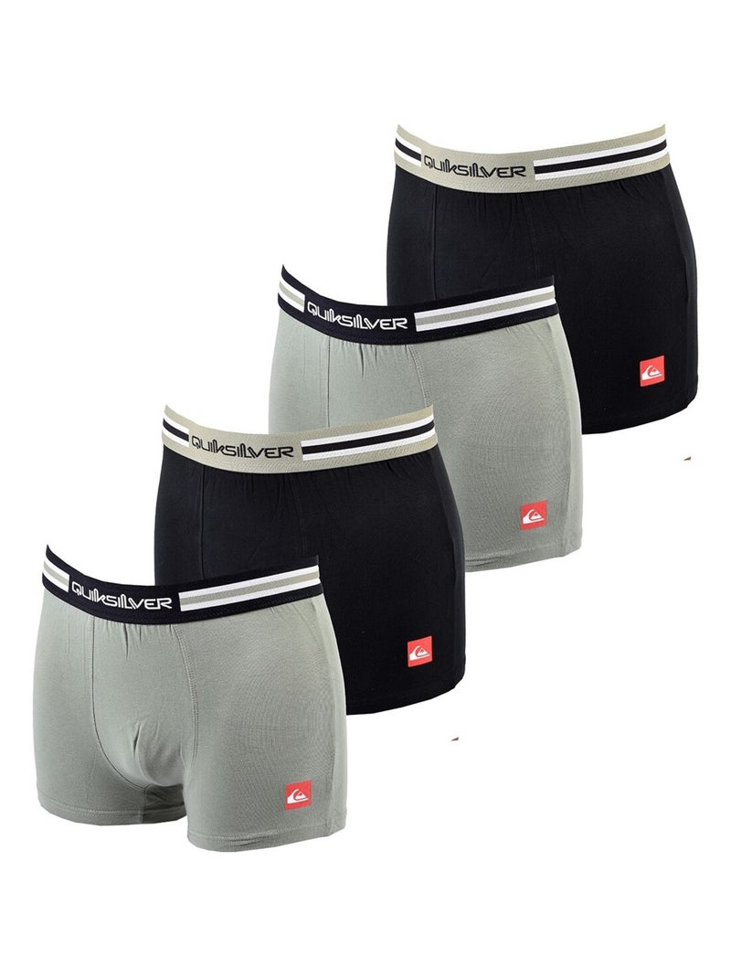 Boxer Homme QUIKSILVER - Pack de 4 Noir Gris Blanc - Kiabi