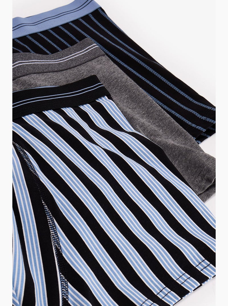 Boxer homme rayé penti Noir Bleu Gris - Kiabi