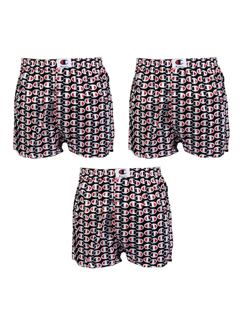 Boxer homme SPORT CHAMPION  - Pack de 3 Noir Rouge Blanc - Kiabi
