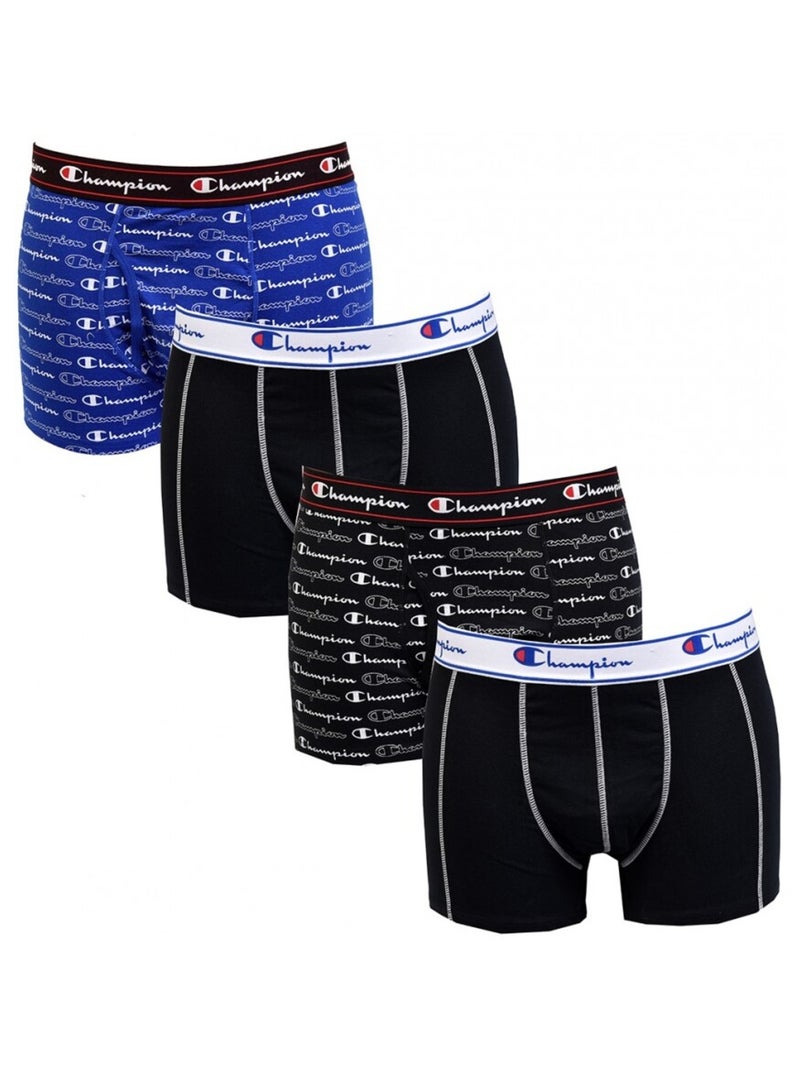 Boxer homme SPORT CHAMPION  - Pack de 4 Bleu Multicolore Noir - Kiabi