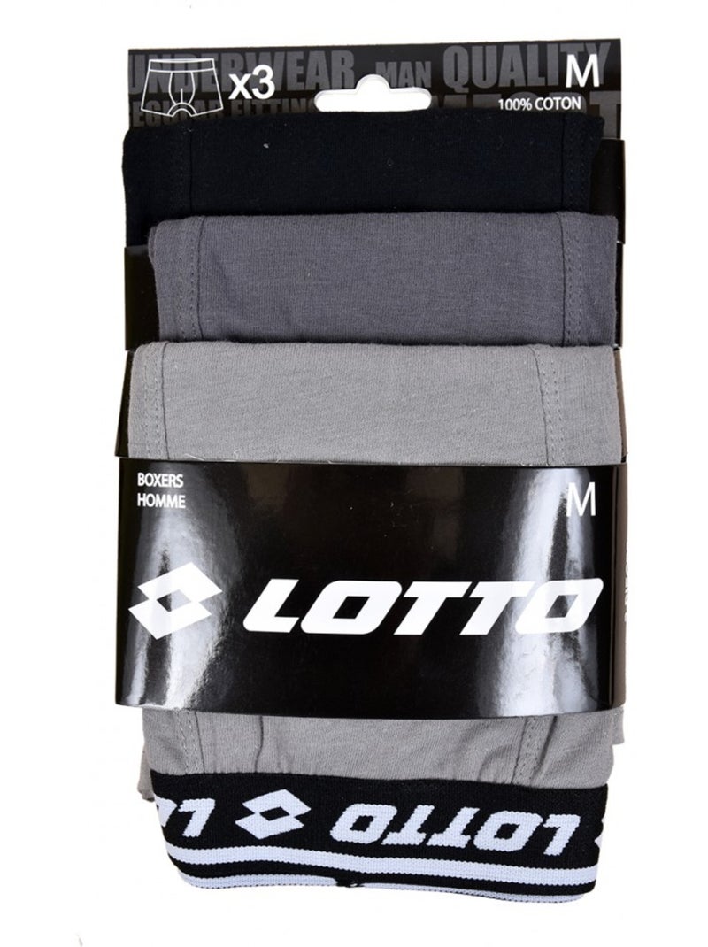 Boxer LOTTO pour Homme 100% COTON - Pack de 3 Gris - Kiabi